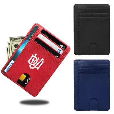Minimalist Front Pocket With 8 Slots Simple Leather Credit Card Holder RFID Blocking Organier