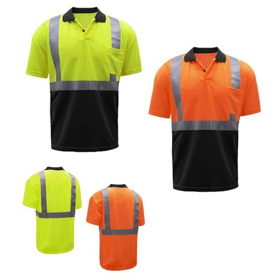 VISIPRO Class 3 Short Sleeve Reflective Front Colorblock Safety Polo - Bird