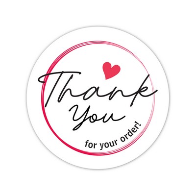 Stock Sticker Circle preprinted with "Thank you for your order!" (1 1/2" diameter)