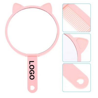 Cat Handheld Mirror With Comb