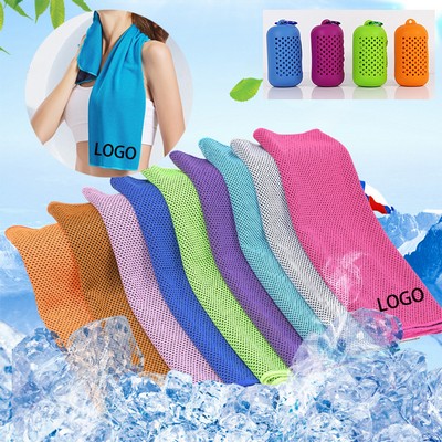 31 1/2" Sports Microfiber Quick-Dry Cooling Towel w/Storage Case & Metal Carabiner