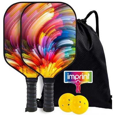 Full Color Fiberglass Pickleball Paddle Set With Nylon bag