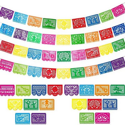 Fiesta Party Decoration Mexican Party Banner Cinco De Mayo Papel Picado 12"x8"