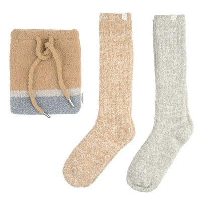 Montecito Socks Set w/ Drawstring Pouch - Heathered - Honey / Ivory + Ivory / Oyster - OS