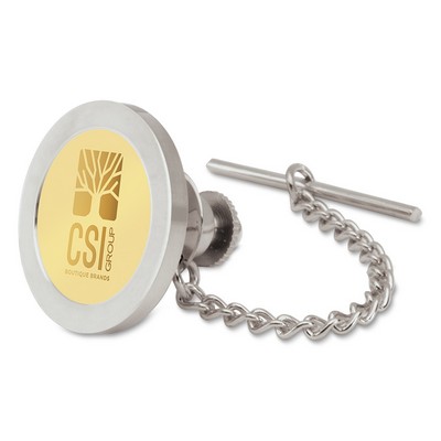 Silver Tie Tack/Lapel Pin W/ Gold Medallion