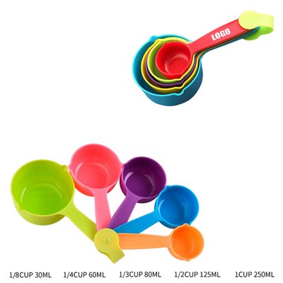 Assorted 5-in-1 Plastic Measuring Cup with Dual Pourers and Volume Marks