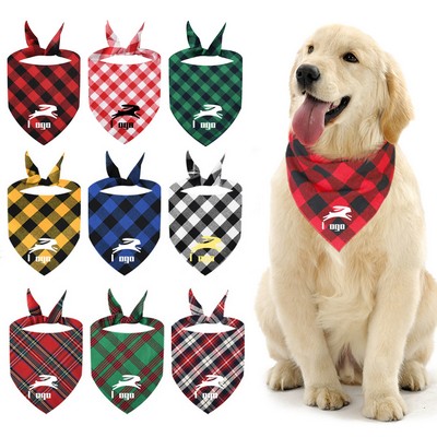 Christmas Pet Classic Plaid Triangle Scarf