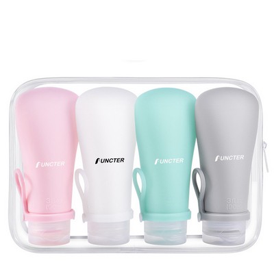 4 Pack Travel Bottles for Toiletries, 3oz Portable Refillable Traveling Size Liquid Containers