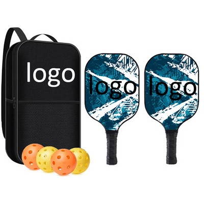 Custom Fiberglass Pickleball Paddles Set w/2 Paddles & 4 Balls & Carrying Bag MOQ20SETS