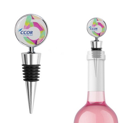 Round Resin Sticker Metal Wine Stopper
