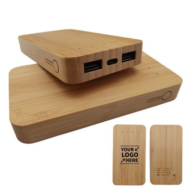 5000mAh Eco-friendly Bamboo Wireless Charger Power Bank