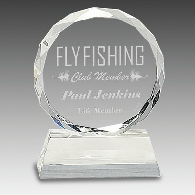 5" Round Facet Crystal on Clear Pedestal Base