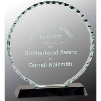 7.5" Round Facet Glass on Black Base