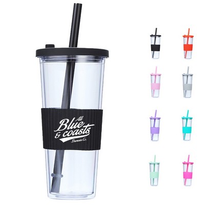 24oz Glass Tumbler with Anti-Slip Silicone Sleeve