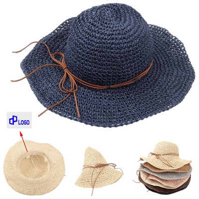 Women's Wide Brim Uv Protective Straw Hat