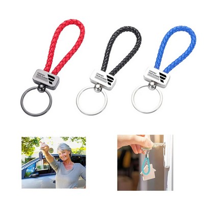 Braided PU Leather Keychain