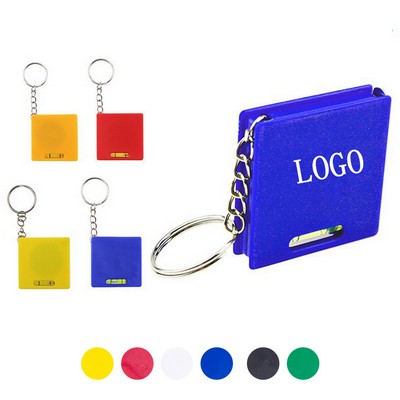 Square Tape Measure Keychain w/ Level