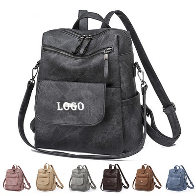 Women Purse PU Leather Designer Anti Theft Travel Backpack