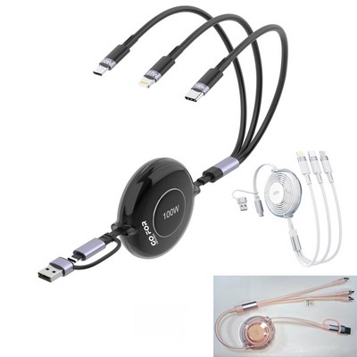 3 IN 1 100W Retractable Multi Charging Cable