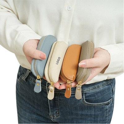 Small Zippered Wallet Made of Cowhide for Ladies