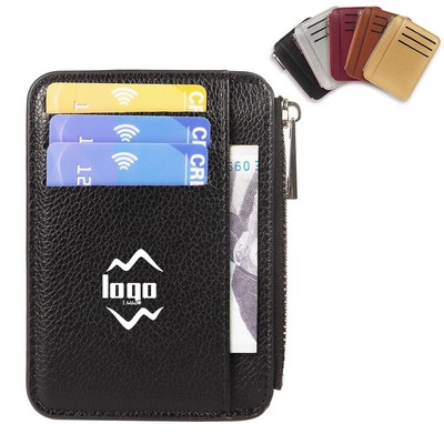 Minimalist PU Leather Cardholder Wallet With Zipper