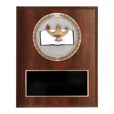 Dark Cherry Finish and Cast Stone Resin Torch Plaque (6"x 8")