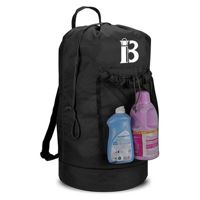 Laundry Bag with Shoulder Straps and Mesh Pocket Durable