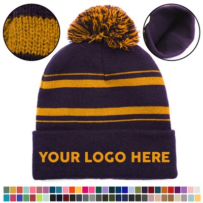 Customizable Winter Beanie with Fluffy Top