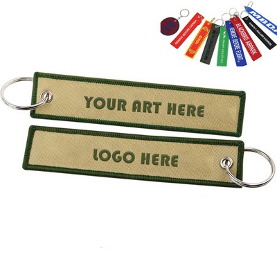 Custom 5 Inch Full Color Shaped Embroidered Keychain