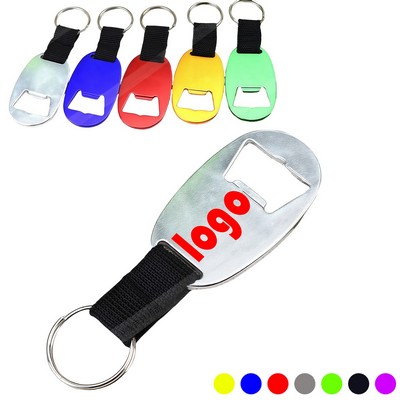 Flat Bottle Opener With Circular Keychain