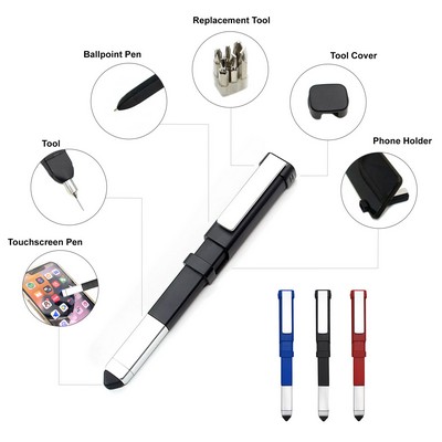 4 in 1 Tech Tools Pen With Mini Screwdriver Set and Phone Stand