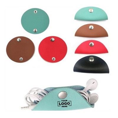 Charger Earphone Wire Fastening Ties for Earbud Leather Cord Organizer for Earphones