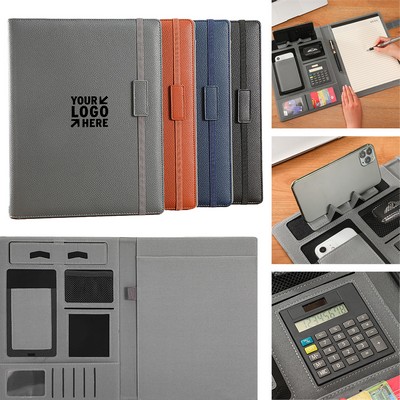 PU Leather Business Portfolio w/ Calculator & Memo Pad