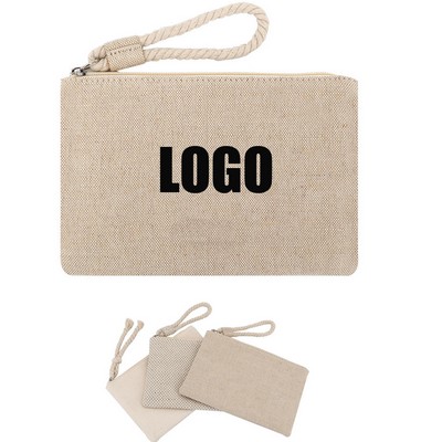 12 OZ Recyclable Cotton Canvas Small Versatile Cosmitic Bag With Rope Handle