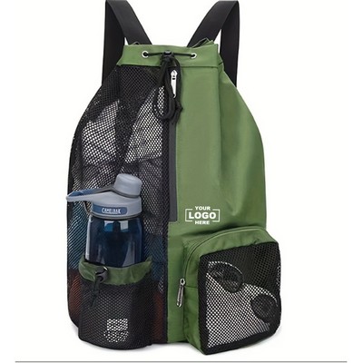 Large Mesh Drawstring Backpack with Shoe Bag