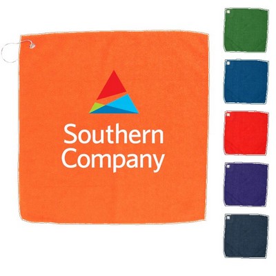 15" X 15" RPET Hemmed Golf Towel with Hook & Grommet