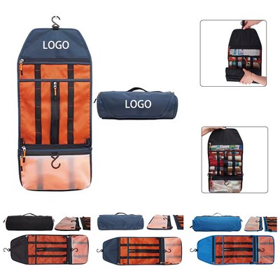 Compact Roll-Up Travel Toiletry Bag