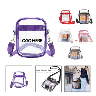 Stadium-Approved Clear PVC Crossbody Bag (8.7"x6.3"x2.4")
