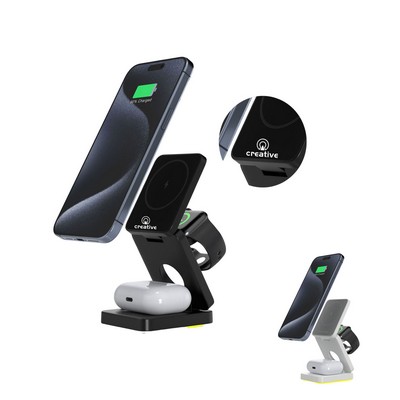 3 in 1 Foldable Magnetic Wireless Charger Stand