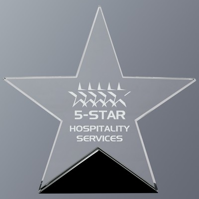 Clear Glass Star on Black Base, Large (7-3/4"x7-1/2")