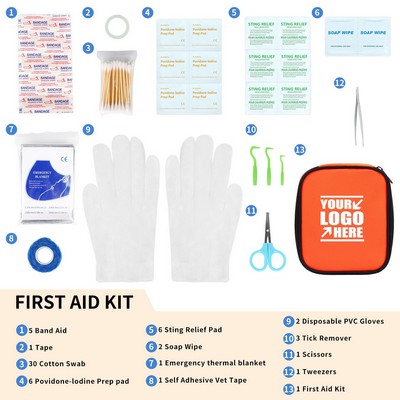 60-Piece Dog Cat Pet First Aid Kit