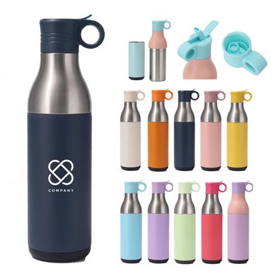 13oz Multi Functional Stainless Steel Sports Insulated Straw Bottle