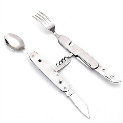 6-in-1 Multi-Function Camping Folding Knife and Fork