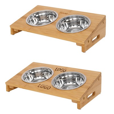 Bamboo Wooden Pet Feeder