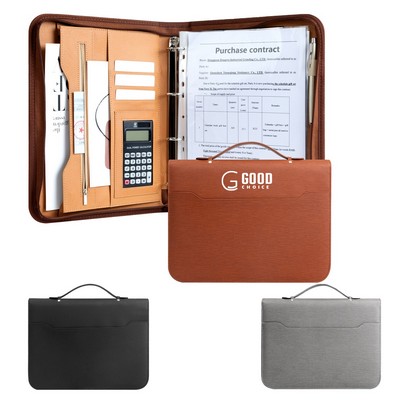 Zippered Leather Folder w/Calculator