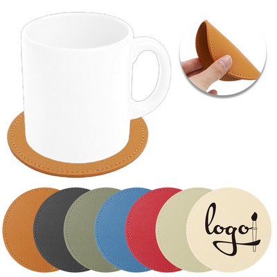 Custom Round PU Leather Drink Coaster
