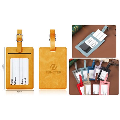 Rectangular Shape PU Leather Luggage Personalizable Travel ID Tag For Travel Business Trip