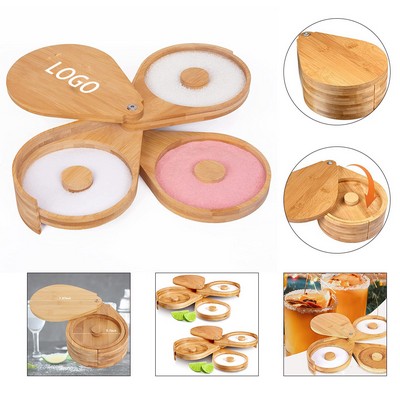 Three-Tier Bamboo Spice Carousel with Salt Rimmer Storage