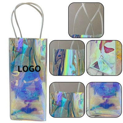Holographic Reusable Wine Bottle Cooler Bags – Clear PVC Ice Bags