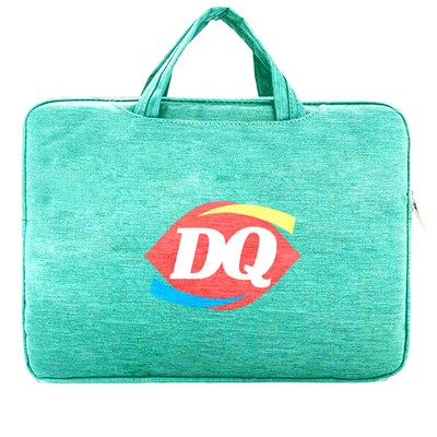 Professional Nylon Laptop Bag with Extra Zippered Storage & Full-Color Branding (14" x 10" x 0.8")